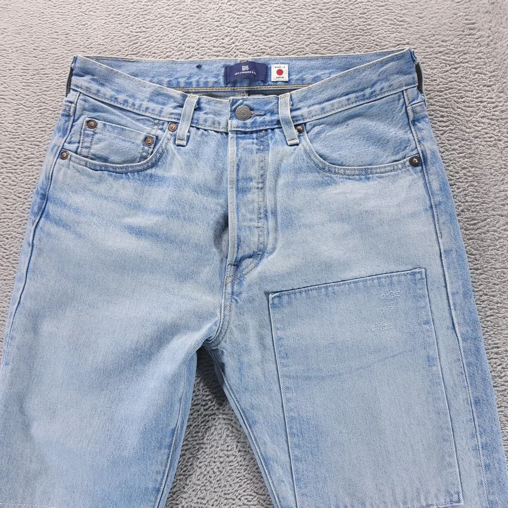 Levi's Jeans Mens 29x32 Blue 501 Straight Made in Japan Selvedge Patchwork Dist